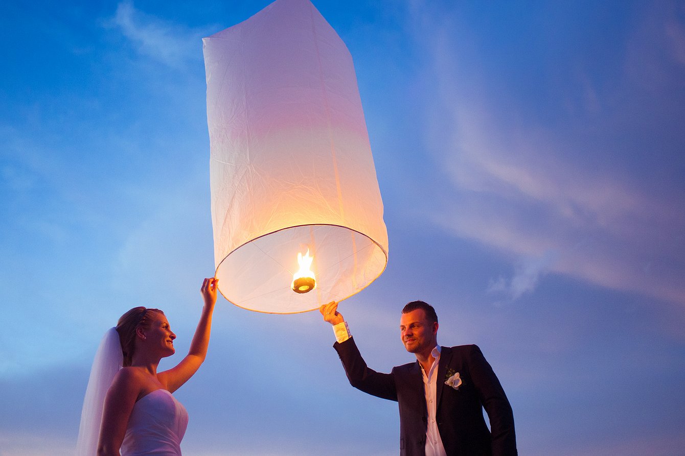 Sky lantern on a Thai beach