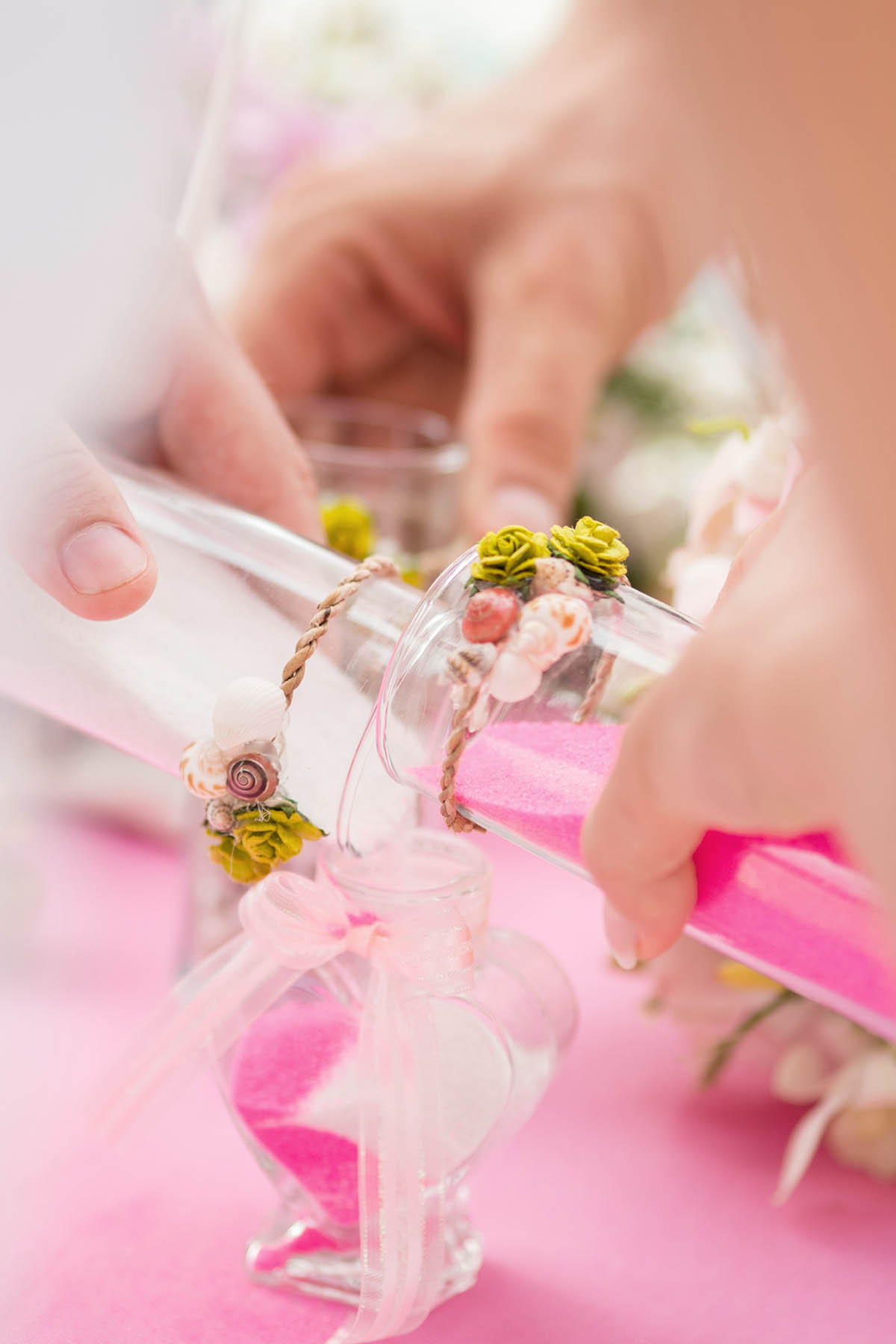 Sand Ceremony Wedding – Close-up of Sands Being Poured into the Glass