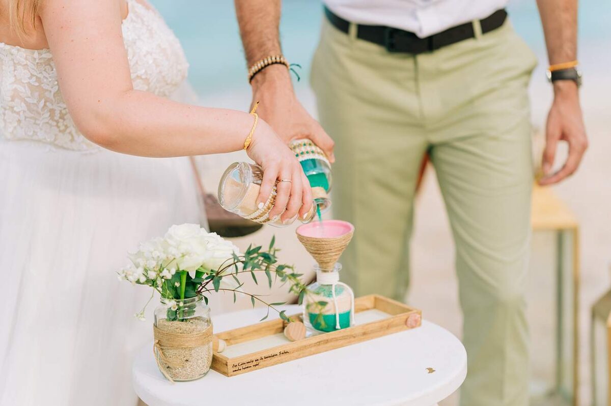 Sand Ceremony at a Wedding at New Star Beach Resort Koh Samui